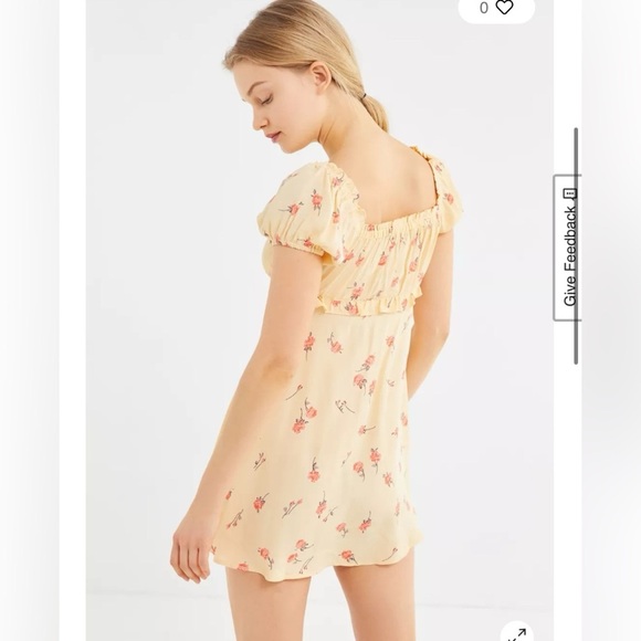 Flynn Skye Sunshine Blooms Yellow Lou Puff Off Shoulder Sleeve Mini Dress Size M - Picture 7 of 8